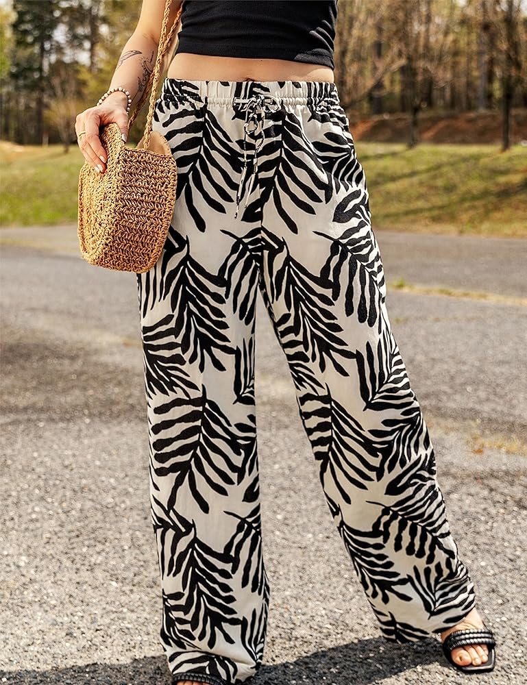 Amazon.com: Shebote Womens Summer Wide Leg Elastic High